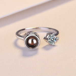 Rose Gold&Silver 100 languages I love you Projection Ring Romantic Love Memory Wedding Ring Jewelry