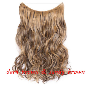 20inch Invisible Wire No Clip One Piece Halo Hair Extension flip in false hair Hairpieces Synthetic hair for women
