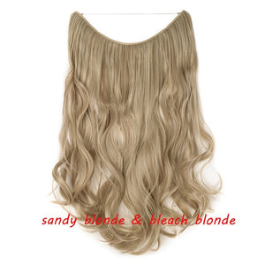 20inch Invisible Wire No Clip One Piece Halo Hair Extension flip in false hair Hairpieces Synthetic hair for women