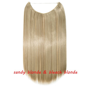 20inch Invisible Wire No Clip One Piece Halo Hair Extension flip in false hair Hairpieces Synthetic hair for women