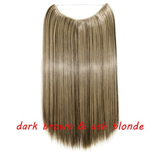 20inch Invisible Wire No Clip One Piece Halo Hair Extension flip in false hair Hairpieces Synthetic hair for women