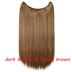 20inch Invisible Wire No Clip One Piece Halo Hair Extension flip in false hair Hairpieces Synthetic hair for women