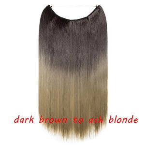 20inch Invisible Wire No Clip One Piece Halo Hair Extension flip in false hair Hairpieces Synthetic hair for women