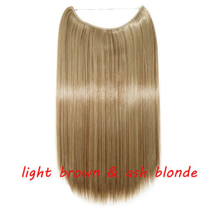 20inch Invisible Wire No Clip One Piece Halo Hair Extension flip in false hair Hairpieces Synthetic hair for women