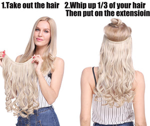 20inch Invisible Wire No Clip One Piece Halo Hair Extension flip in false hair Hairpieces Synthetic hair for women