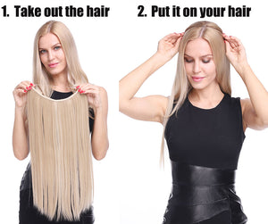 20inch Invisible Wire No Clip One Piece Halo Hair Extension flip in false hair Hairpieces Synthetic hair for women
