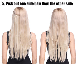 20inch Invisible Wire No Clip One Piece Halo Hair Extension flip in false hair Hairpieces Synthetic hair for women