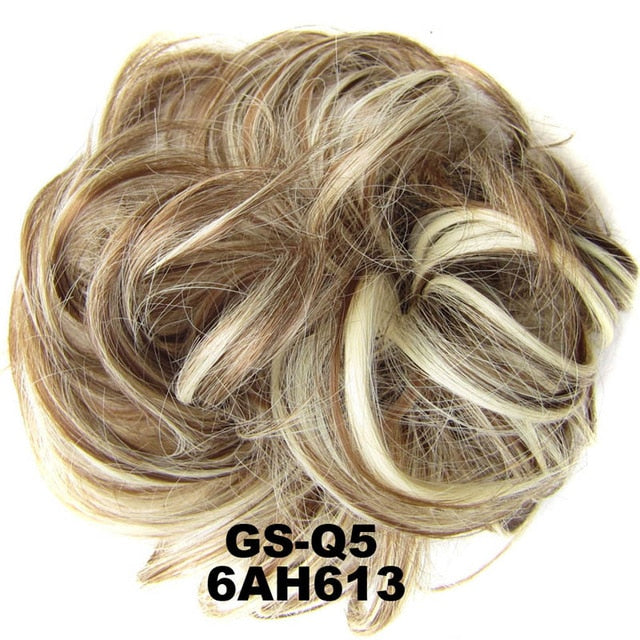 Synthetic Messy Chignon Donut Gary Brown Color 30g/1.05 OZ  Hair Bun Pad Elastic Hair Rope Rubber Band Hair Extensions