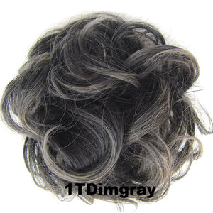 Synthetic Messy Chignon Donut Gary Brown Color 30g/1.05 OZ  Hair Bun Pad Elastic Hair Rope Rubber Band Hair Extensions