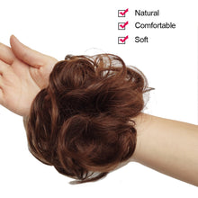 Load image into Gallery viewer, Synthetic Messy Chignon Donut Gary Brown Color 30g/1.05 OZ  Hair Bun Pad Elastic Hair Rope Rubber Band Hair Extensions