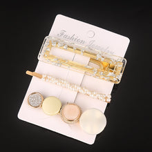 Load image into Gallery viewer, 3 Pcs/set Alloy Acrylic Hair Clip  Geometric Barrette Pearl Hair Pin Leopard Hair Pins Women Hair Jewelry Accessories