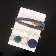 Load image into Gallery viewer, 3 Pcs/set Alloy Acrylic Hair Clip  Geometric Barrette Pearl Hair Pin Leopard Hair Pins Women Hair Jewelry Accessories