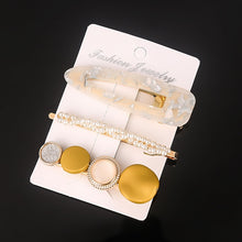 Load image into Gallery viewer, 3 Pcs/set Alloy Acrylic Hair Clip  Geometric Barrette Pearl Hair Pin Leopard Hair Pins Women Hair Jewelry Accessories