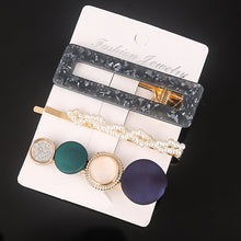 Load image into Gallery viewer, 3 Pcs/set Alloy Acrylic Hair Clip  Geometric Barrette Pearl Hair Pin Leopard Hair Pins Women Hair Jewelry Accessories