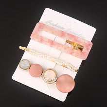Load image into Gallery viewer, 3 Pcs/set Alloy Acrylic Hair Clip  Geometric Barrette Pearl Hair Pin Leopard Hair Pins Women Hair Jewelry Accessories