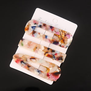 3 Pcs/set Alloy Acrylic Hair Clip  Geometric Barrette Pearl Hair Pin Leopard Hair Pins Women Hair Jewelry Accessories