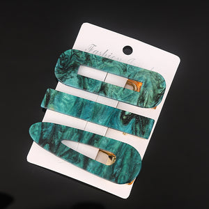3 Pcs/set Alloy Acrylic Hair Clip  Geometric Barrette Pearl Hair Pin Leopard Hair Pins Women Hair Jewelry Accessories