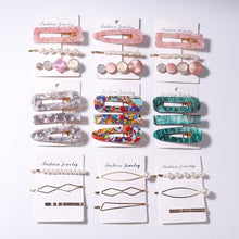 Load image into Gallery viewer, 3 Pcs/set Alloy Acrylic Hair Clip  Geometric Barrette Pearl Hair Pin Leopard Hair Pins Women Hair Jewelry Accessories