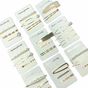 3 Pcs/set Alloy Acrylic Hair Clip  Geometric Barrette Pearl Hair Pin Leopard Hair Pins Women Hair Jewelry Accessories