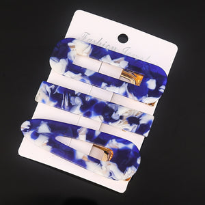 3 Pcs/set Alloy Acrylic Hair Clip  Geometric Barrette Pearl Hair Pin Leopard Hair Pins Women Hair Jewelry Accessories