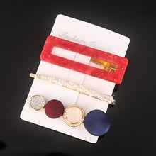 Load image into Gallery viewer, 3 Pcs/set Alloy Acrylic Hair Clip  Geometric Barrette Pearl Hair Pin Leopard Hair Pins Women Hair Jewelry Accessories