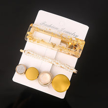 Load image into Gallery viewer, 3 Pcs/set Alloy Acrylic Hair Clip  Geometric Barrette Pearl Hair Pin Leopard Hair Pins Women Hair Jewelry Accessories