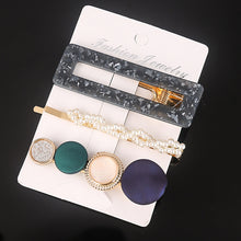 Load image into Gallery viewer, 3 Pcs/set Alloy Acrylic Hair Clip  Geometric Barrette Pearl Hair Pin Leopard Hair Pins Women Hair Jewelry Accessories