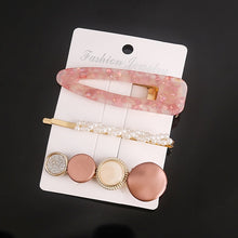 Load image into Gallery viewer, 3 Pcs/set Alloy Acrylic Hair Clip  Geometric Barrette Pearl Hair Pin Leopard Hair Pins Women Hair Jewelry Accessories