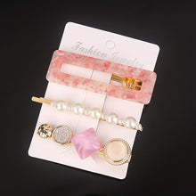 Load image into Gallery viewer, 3 Pcs/set Alloy Acrylic Hair Clip  Geometric Barrette Pearl Hair Pin Leopard Hair Pins Women Hair Jewelry Accessories