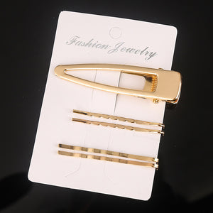 3 Pcs/set Alloy Acrylic Hair Clip  Geometric Barrette Pearl Hair Pin Leopard Hair Pins Women Hair Jewelry Accessories
