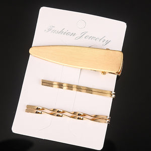 3 Pcs/set Alloy Acrylic Hair Clip  Geometric Barrette Pearl Hair Pin Leopard Hair Pins Women Hair Jewelry Accessories
