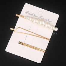 Load image into Gallery viewer, 3 Pcs/set Alloy Acrylic Hair Clip  Geometric Barrette Pearl Hair Pin Leopard Hair Pins Women Hair Jewelry Accessories