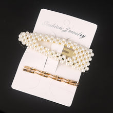 Load image into Gallery viewer, 3 Pcs/set Alloy Acrylic Hair Clip  Geometric Barrette Pearl Hair Pin Leopard Hair Pins Women Hair Jewelry Accessories