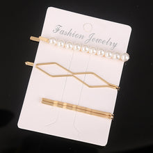 Load image into Gallery viewer, 3 Pcs/set Alloy Acrylic Hair Clip  Geometric Barrette Pearl Hair Pin Leopard Hair Pins Women Hair Jewelry Accessories