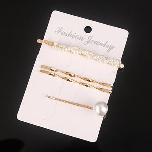 3 Pcs/set Alloy Acrylic Hair Clip  Geometric Barrette Pearl Hair Pin Leopard Hair Pins Women Hair Jewelry Accessories