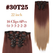 Load image into Gallery viewer, Alileader 6Pcs/Set 22&quot; Hairpiece 140G Straight 16 Clips In False Styling Hair Synthetic Clip In Hair Extensions Heat Resistant
