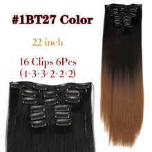 Load image into Gallery viewer, Alileader 6Pcs/Set 22&quot; Hairpiece 140G Straight 16 Clips In False Styling Hair Synthetic Clip In Hair Extensions Heat Resistant
