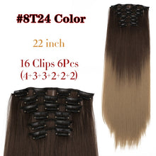 Load image into Gallery viewer, Alileader 6Pcs/Set 22&quot; Hairpiece 140G Straight 16 Clips In False Styling Hair Synthetic Clip In Hair Extensions Heat Resistant