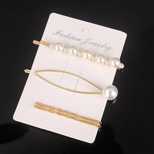Load image into Gallery viewer, 3 Pcs/set Alloy Acrylic Hair Clip  Geometric Barrette Pearl Hair Pin Leopard Hair Pins Women Hair Jewelry Accessories