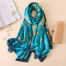 Load image into Gallery viewer, Spain Luxury Silk Scarf Women Designer Van Gogh Oil Painting Floral Silk Shawls Pashmina Ladies Wraps Scarves Foulard New Hijab