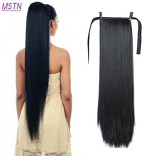 Load image into Gallery viewer, MSTN 30-Inch Synthetic Hair Fiber Heat-Resistant Straight Hair With Ponytail Fake Hair Chip-in Hair Extensions Pony Tail Wigs