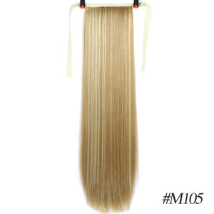 MSTN 30-Inch Synthetic Hair Fiber Heat-Resistant Straight Hair With Ponytail Fake Hair Chip-in Hair Extensions Pony Tail Wigs