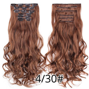Alileader 6Pcs/Set 22" Hairpiece 140G Straight 16 Clips In False Styling Hair Synthetic Clip In Hair Extensions Heat Resistant