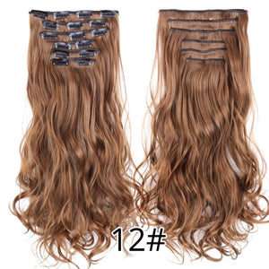 Alileader 6Pcs/Set 22" Hairpiece 140G Straight 16 Clips In False Styling Hair Synthetic Clip In Hair Extensions Heat Resistant