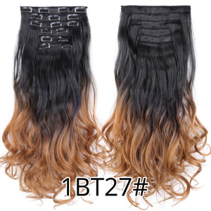 Alileader 6Pcs/Set 22" Hairpiece 140G Straight 16 Clips In False Styling Hair Synthetic Clip In Hair Extensions Heat Resistant