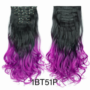 Alileader 6Pcs/Set 22" Hairpiece 140G Straight 16 Clips In False Styling Hair Synthetic Clip In Hair Extensions Heat Resistant