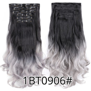 Alileader 6Pcs/Set 22" Hairpiece 140G Straight 16 Clips In False Styling Hair Synthetic Clip In Hair Extensions Heat Resistant