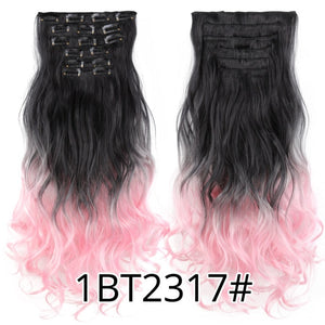Alileader 6Pcs/Set 22" Hairpiece 140G Straight 16 Clips In False Styling Hair Synthetic Clip In Hair Extensions Heat Resistant