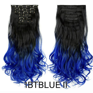 Alileader 6Pcs/Set 22" Hairpiece 140G Straight 16 Clips In False Styling Hair Synthetic Clip In Hair Extensions Heat Resistant