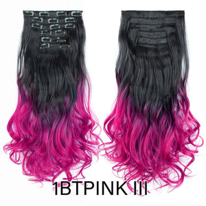 Alileader 6Pcs/Set 22" Hairpiece 140G Straight 16 Clips In False Styling Hair Synthetic Clip In Hair Extensions Heat Resistant
